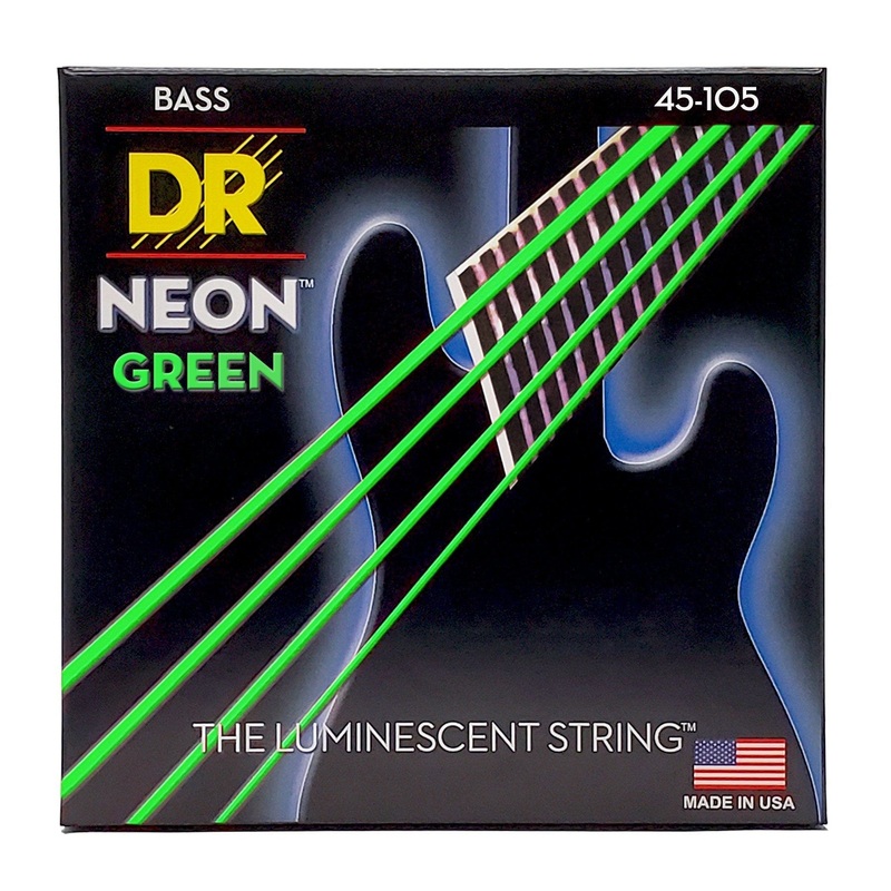 DR NGB-45 Neon Bass Guitar Strings Medium 45-105 Hi-Def Green