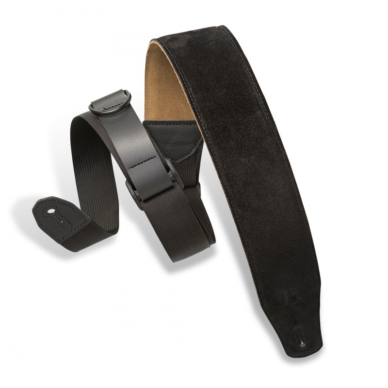 Levy's Right Height Suede Leather Guitar/Bass Strap - Black (MRHSP-BLK)