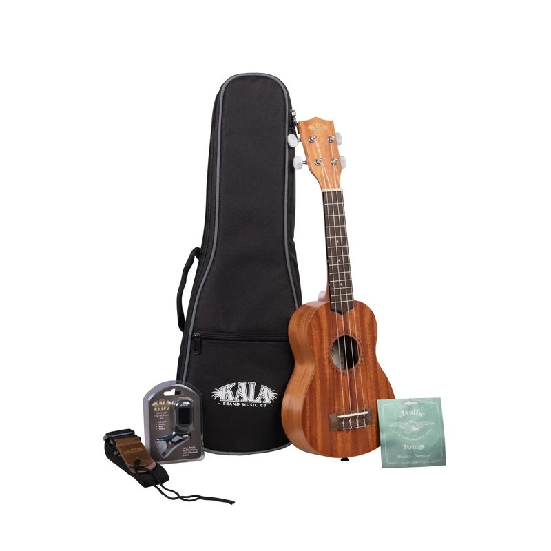 Kala KA15SBNDL Mahogany Soprano Ukulele Bundle w/ Bag, Tuner, & Strap