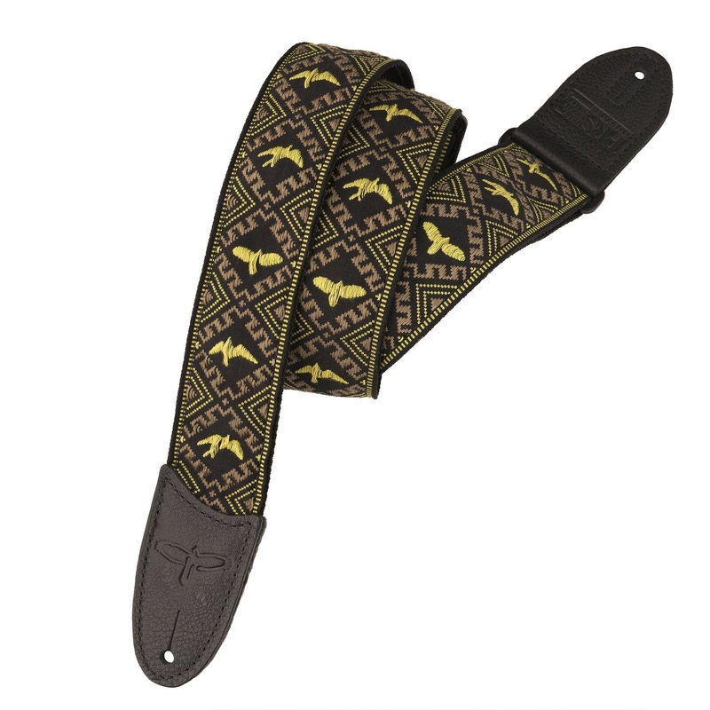 Paul Reed Smith ACC-3172 Jacquard Hootenanny Guitar Strap-Black & Yellow Birds
