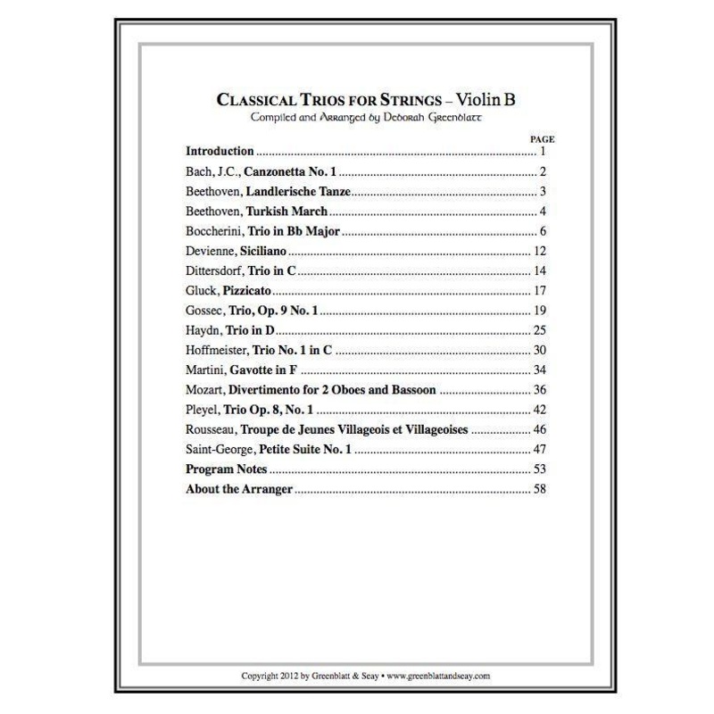 Classical Trios for Strings Violin B