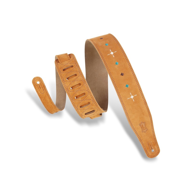 Levy's MS26DDE-HNY 2-1/2" Suede Decorative Guitar Strap-Honey