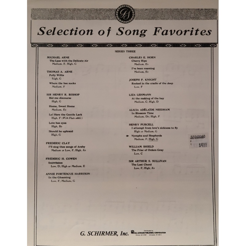 Nymphs and Shepherds, High Voice - Purcell