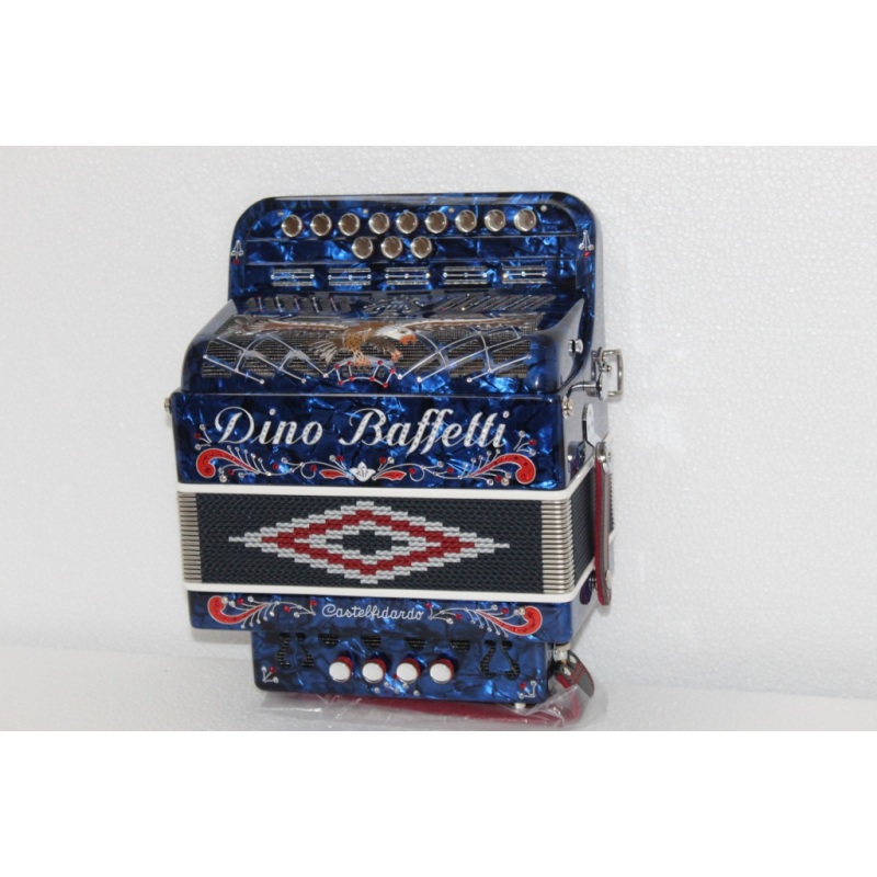 Dino Baffetti ART41-LUSSO Celluloid 4 Bass Diatonic Accordion with Deluxe Hardshell Case and Straps-Key of D