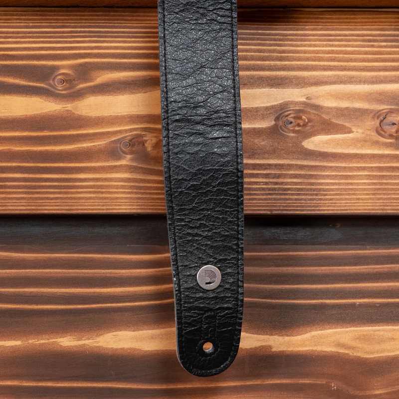 D'Addario Slim Garment Leather Guitar Strap Black