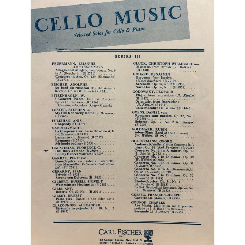 Hill Billy's Dance - Cello - Galajikian