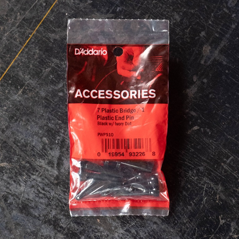 D'Addario Injected Molded Bridge Pins w/End Pin Set, Ebony with Ivory Dot - PWPS10