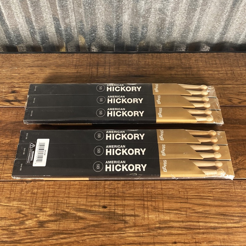 Stagg SHV5B American Hickory 5B Wood Tip Drum Sticks 12 Pair