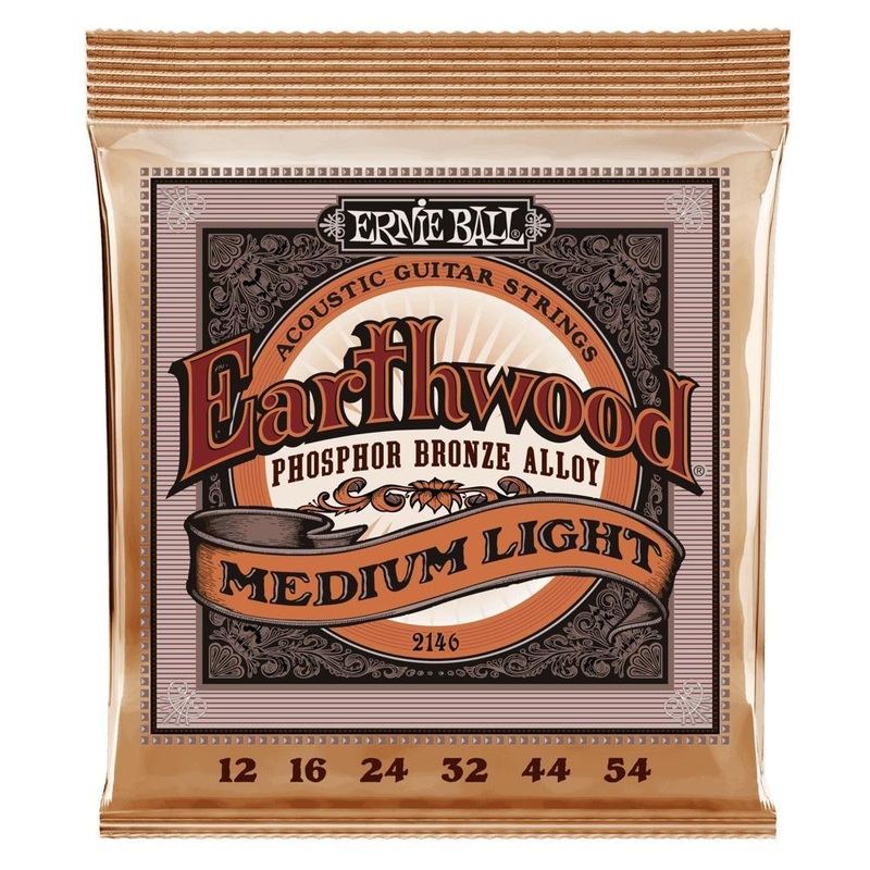 Ernie Ball 2146 Earthwood Phosphor Bronze Acoustic Guitar Strings Medium Light 12-54