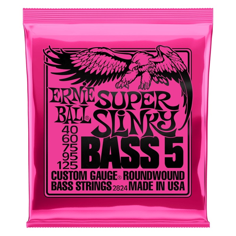 Ernie Ball 2824 Super Slinky Roundwound 5-String Bass Guitar Strings 40-125