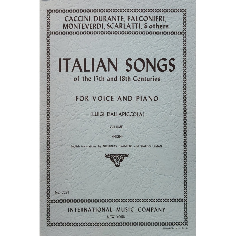 Italian Songs of the 17th and 18th Centuries - Vocal - Dallapiccola