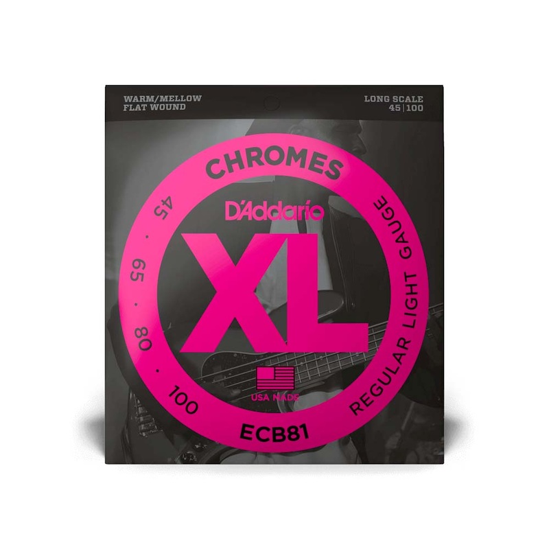 D'Addario XL Chrome Flat Wound Bass Strings