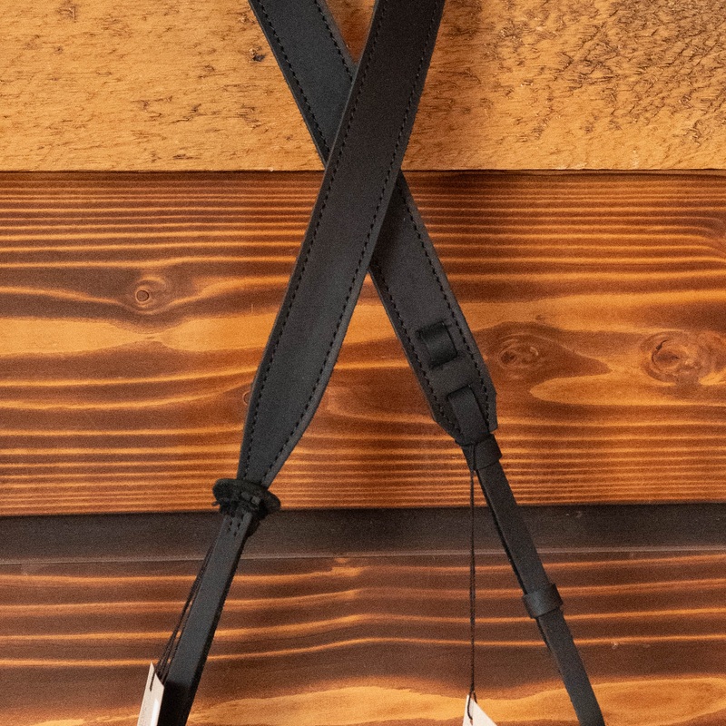 El Dorado 1" Width Leather Sueded Cowhide Mandolin Strap Black