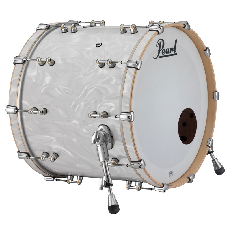 Pearl Music City Custom Reference Pure 22"x14" Bass Drum w/BB3 Mount WHITE SATIN MOIRE RFP2214BB/C722