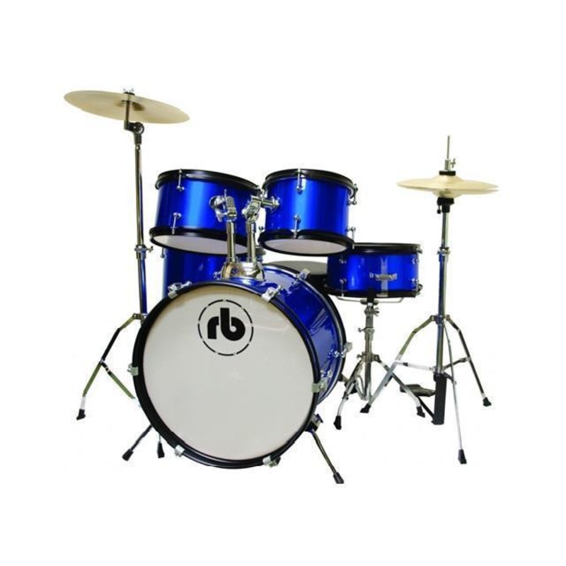 RB RB-JR5-SBL 5-Piece Junior Drumset with Stands & Cymbals-Sparkle Blue