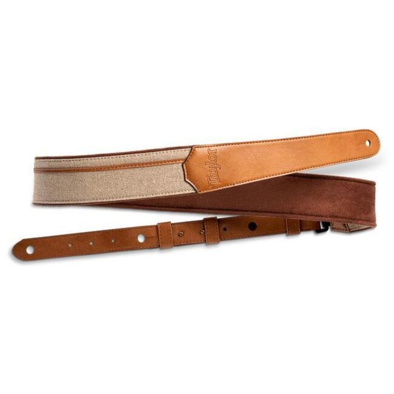 Taylor 2.5" Vegan Leather Guitar Strap-Tan with Natural Textile