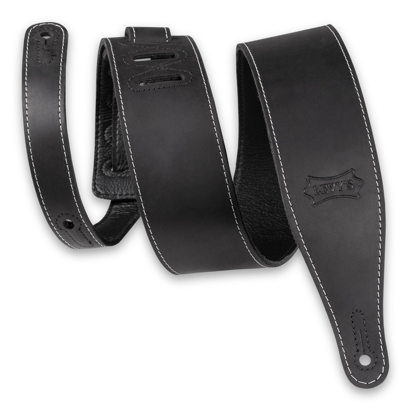 Levy's M17BAS-BLK 2.5 Pull-Up Butter Leather Guitar Strap Black