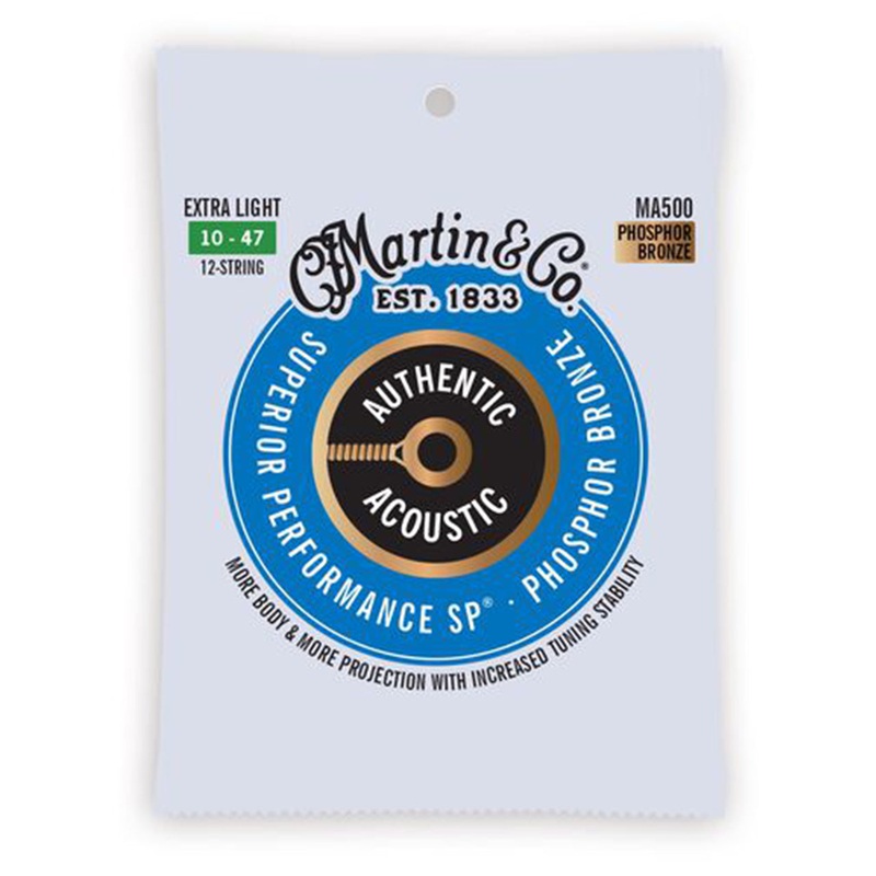 Used Martin Authentic Acoustic Superior Performance Phosphor Bronze 12-String Guitar Strings, 10 - 47 Extra Light