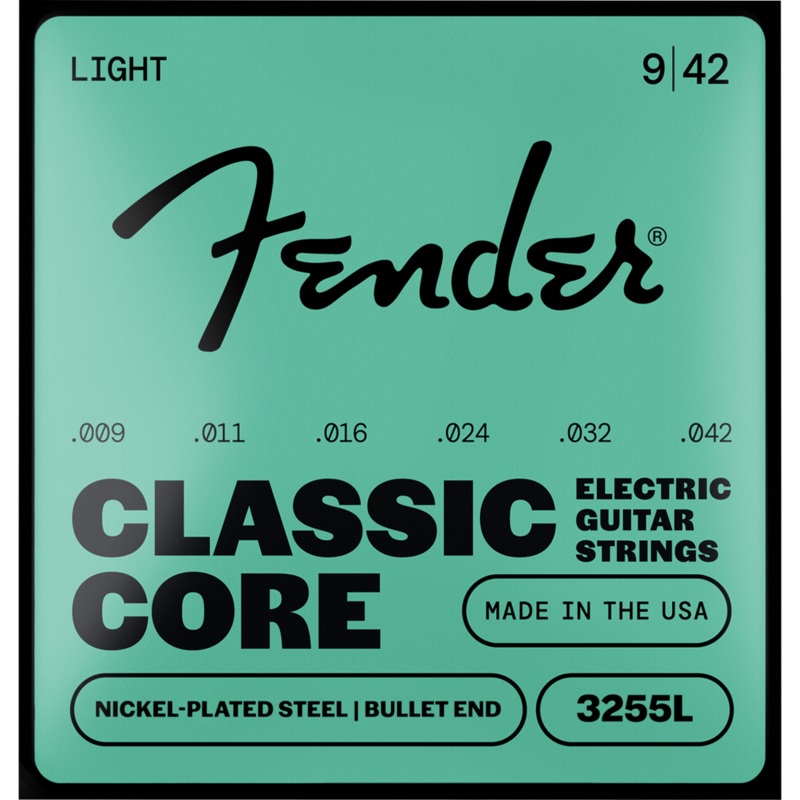 Fender Classic Core Bullets 3255L Guitar Strings, Nickel-Plated Steel, Bullet End, Gauges .009-.042