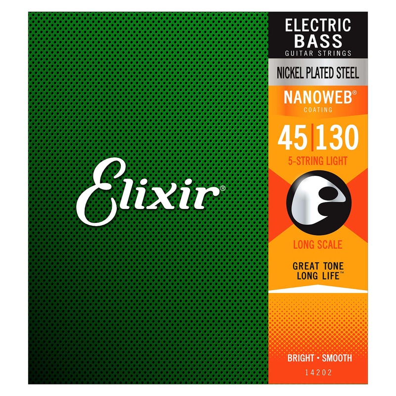 Elixir Long-Scale 5-String Bass Strings Nanoweb Coated 45-130