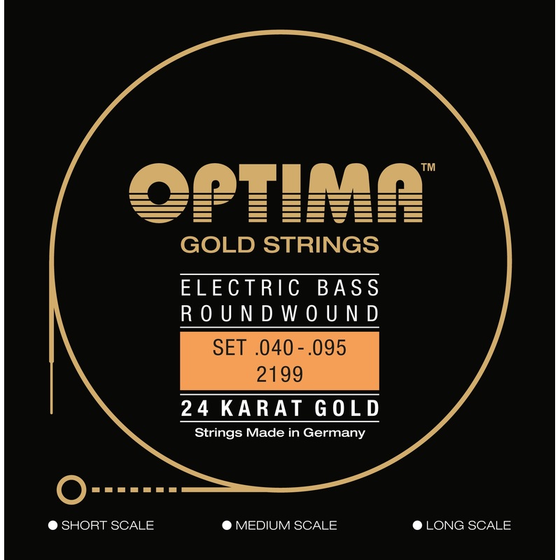 Optima Gold Roundwound Bass String Set, Medium Scale .040-.095