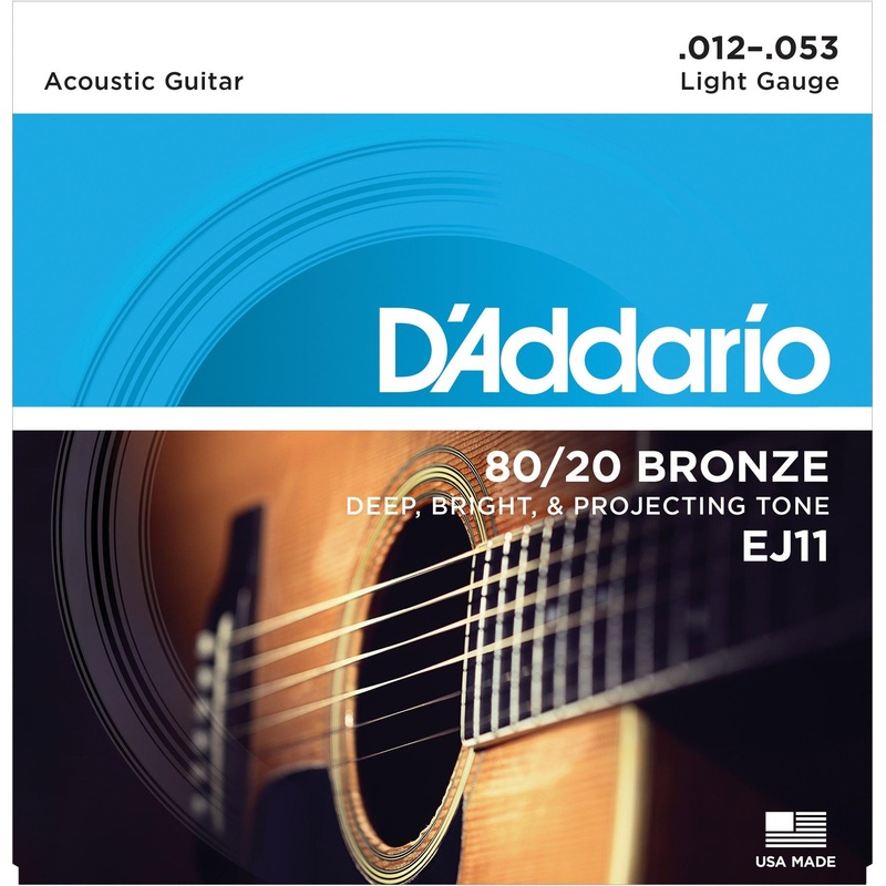 D'Addario Acoustic String Set, 80/20 Bronze, EJ11 Light .012-.053