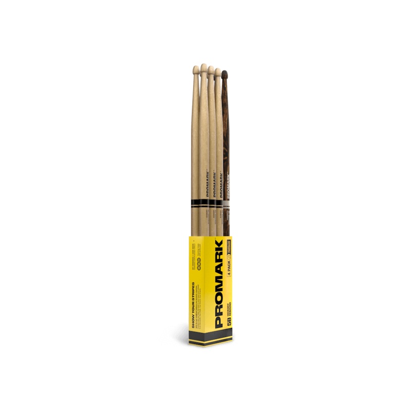 Rebound 5B Hickory Drumstick, Acorn Wood Tip, FireGrain Bonus Four Pack