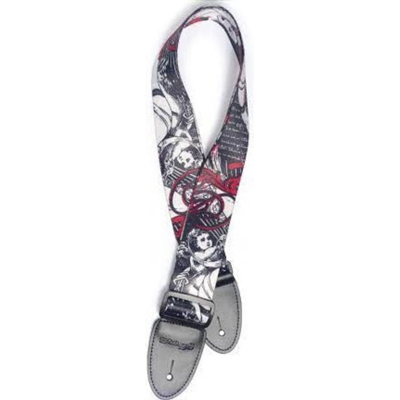 Stagg STEPOPGIRLBLK Terylene Guitar Strap with "Pop Girl" Pattern