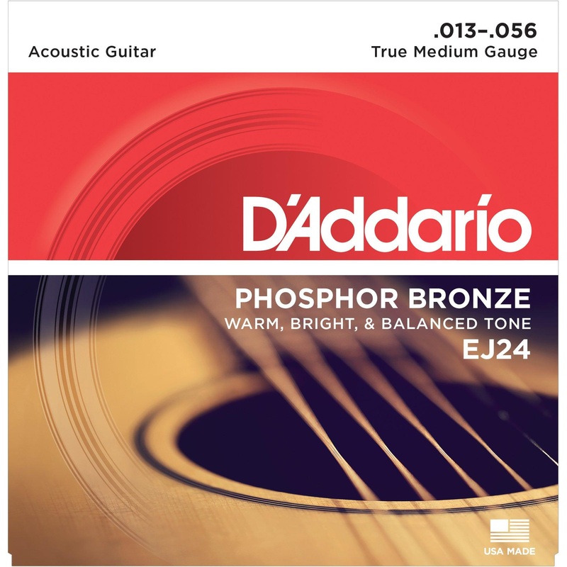 D'Addario Acoustic String Set, Phosphor Bronze, EJ24 True Medium .013-.056