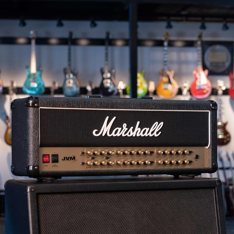 USED MARSHALL JVM410H 4 CHANNEL 100 WATT GUITAR HEAD WITH FOOTSWITCH AND COVER