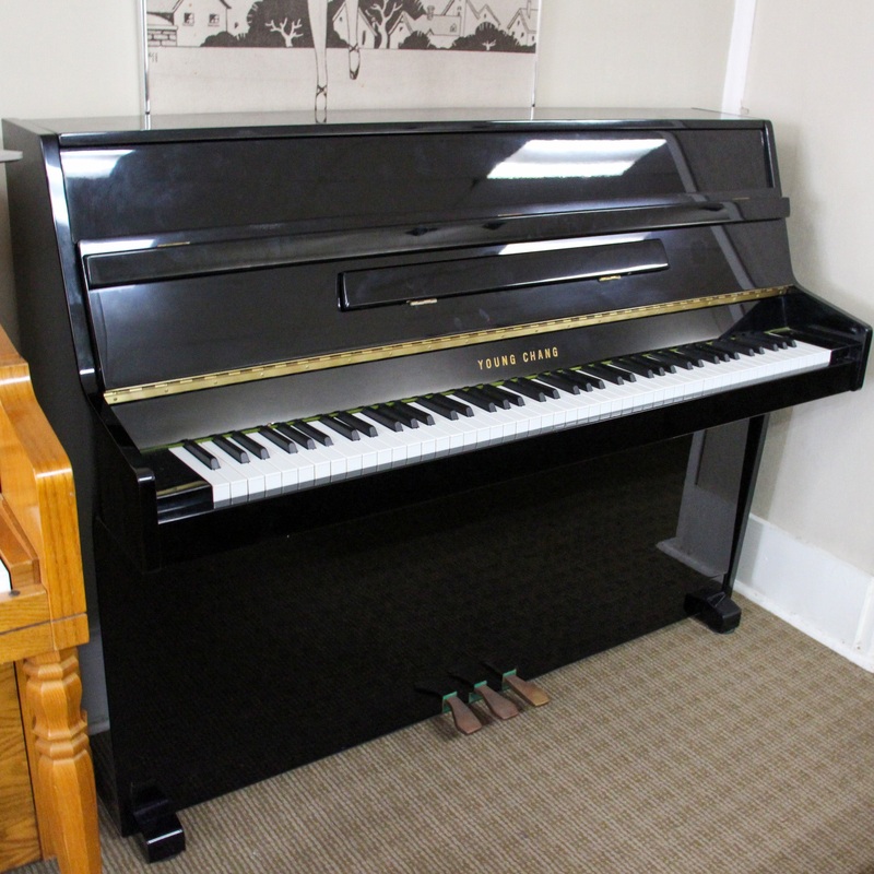 Young Chang U-107 Polished Ebony Console Piano | Used