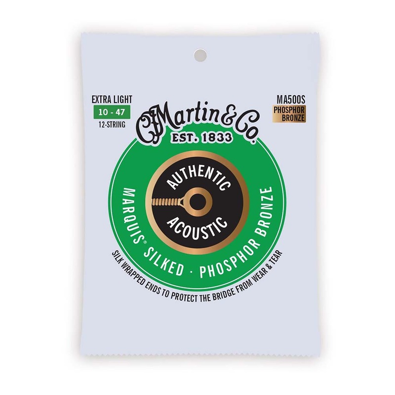 Martin MA500S Silked Phosphor Bronze 92/8, Extra Light 10-47 Guitar Strings