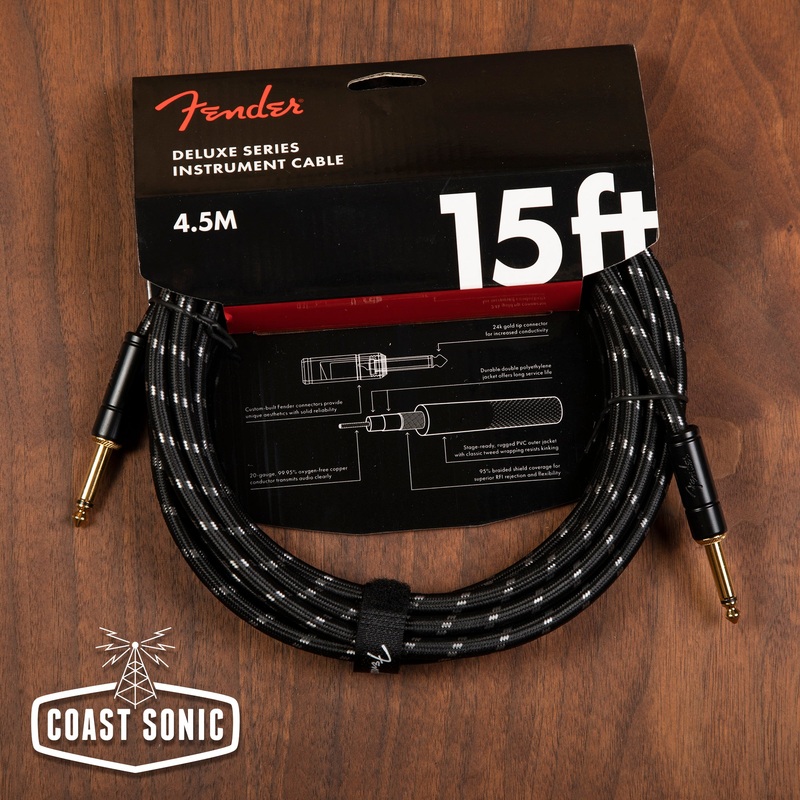 Fender Deluxe Series Instrument Cable- 15' Black Tweed ST/ST