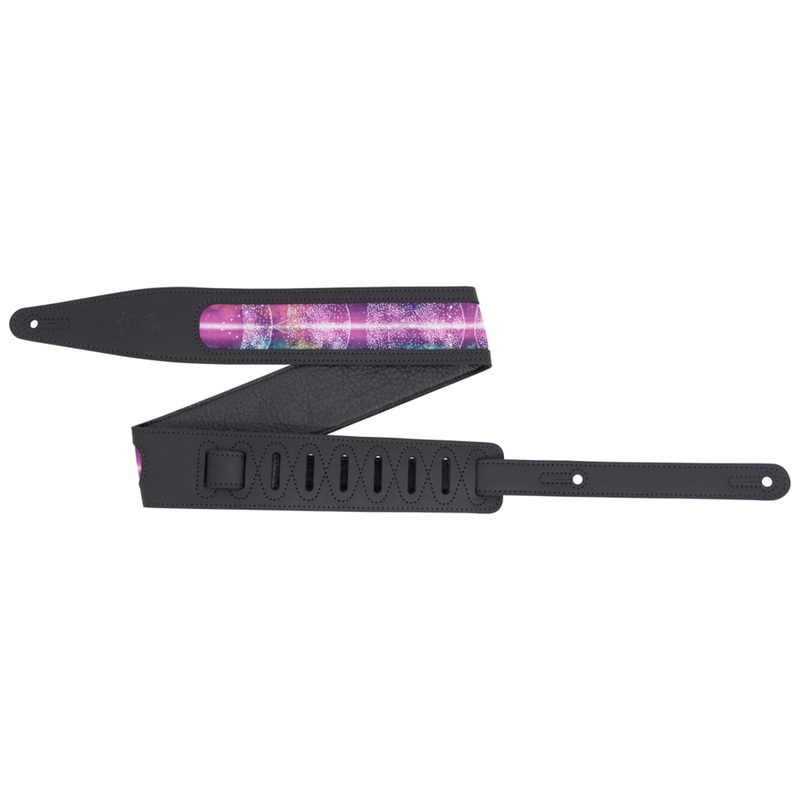 Used Levy's 2.5" Garment Leather Strap, Black w/ Cosmic Print