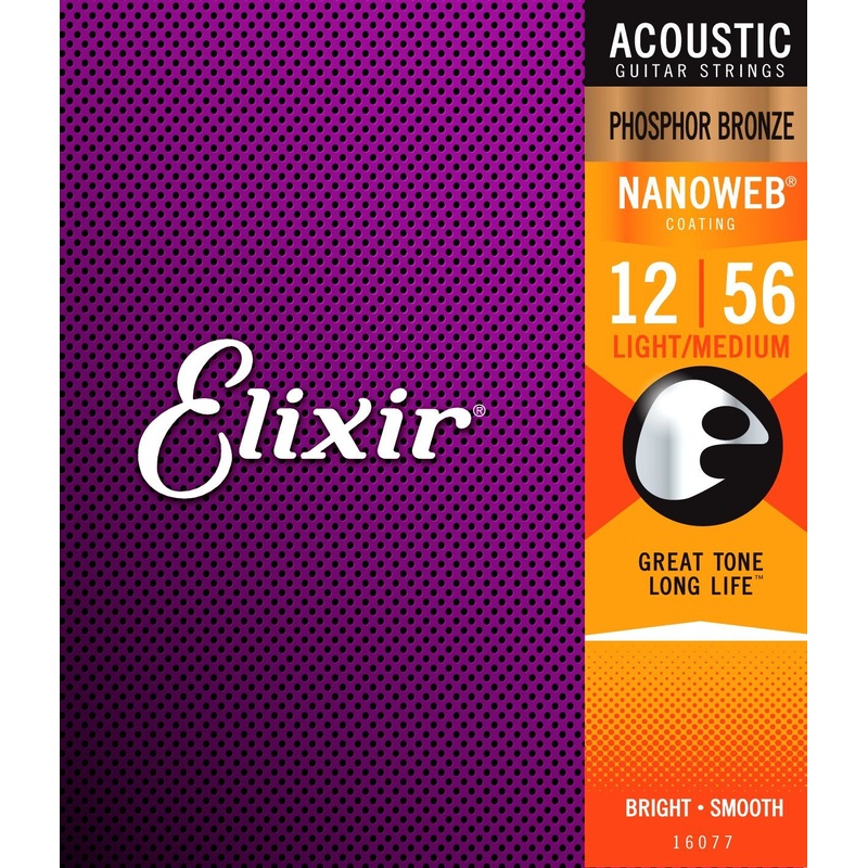 Elixir 16077 Nano Phosphorus Bronze light med 12-56 Acoustic Guitar String Set