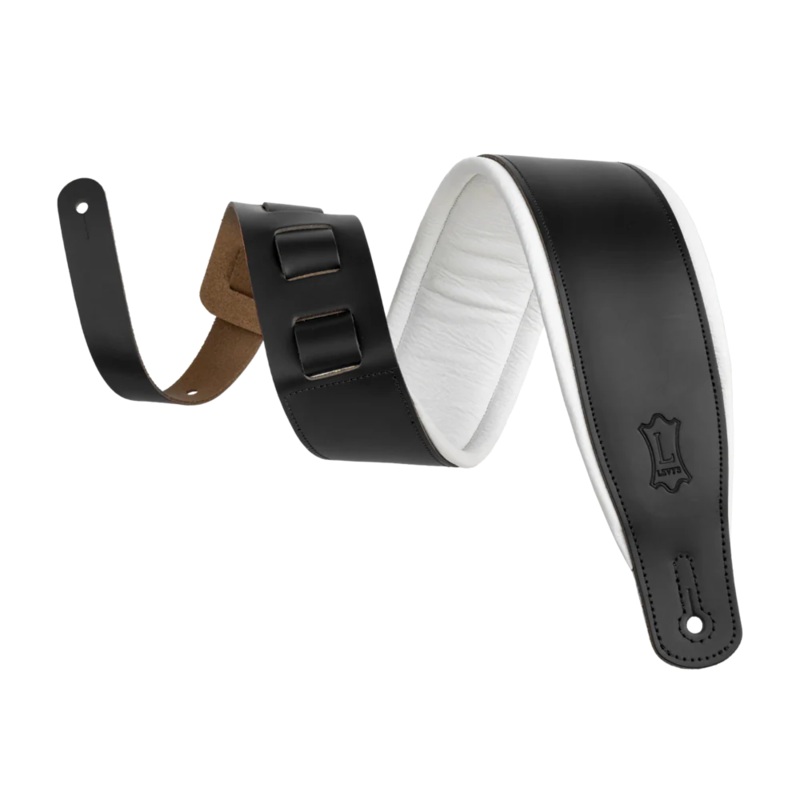 Levy's M26PD-BLK_WHT Amped Leather Series Guitar Strap - Black and White