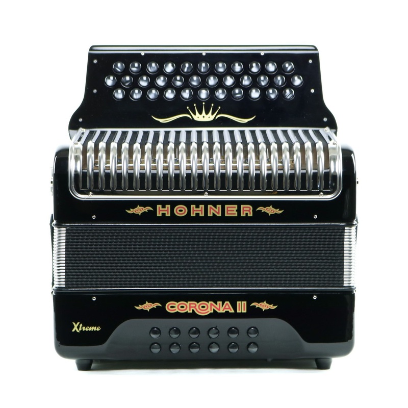 Pre-Owned Hohner Corona II Xtreme FBbEb Button Accordion - Black | Used