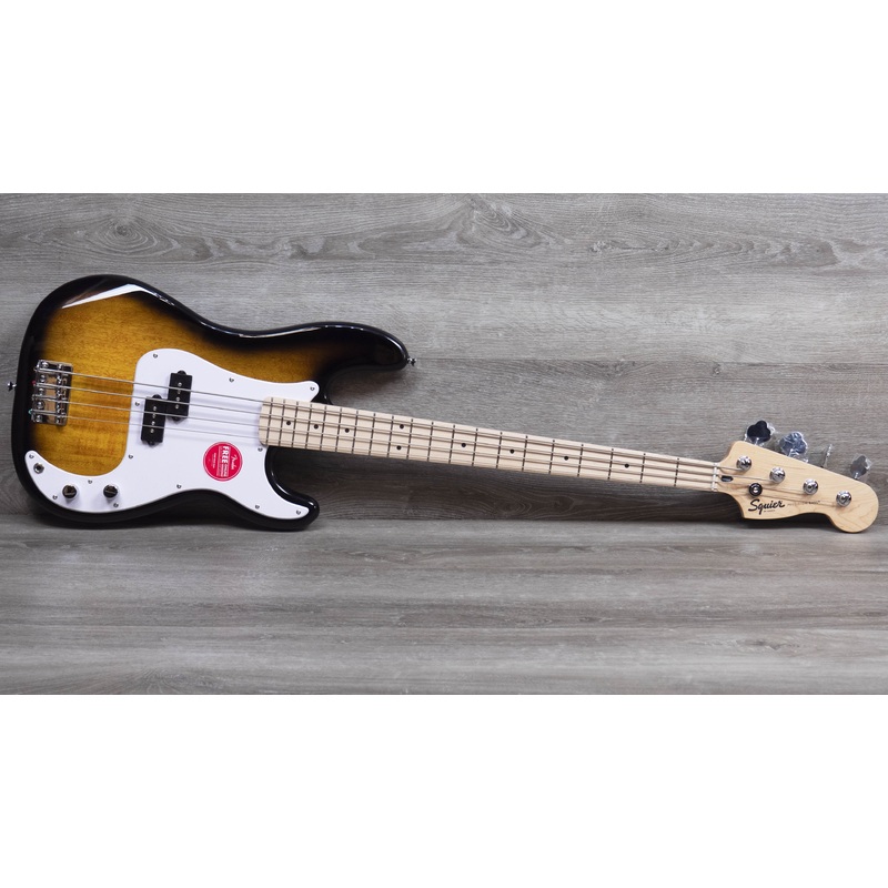 Squier Sonic Precision Bass, Maple Fingerboard, White Pickguard, 2-Colour Sunburst