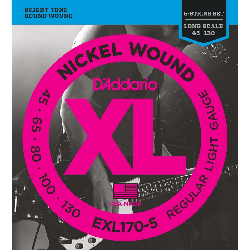 D'ADDARIO NICKEL WOUND BASS STRINGS REGULAR LIGHT 5-STRING 45-130