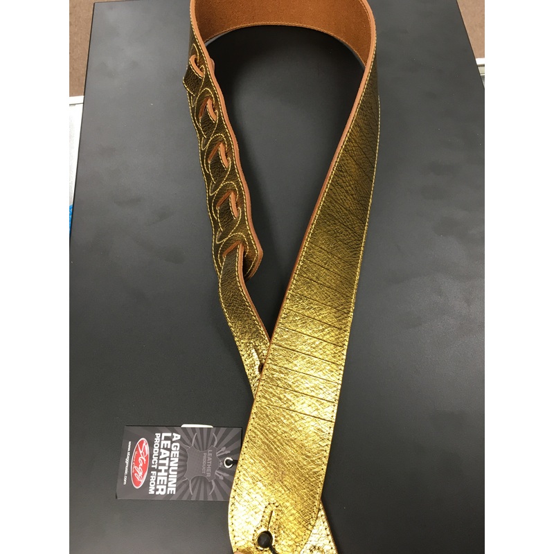 Stagg SL154GLD 2.5" Leather Strap Gold