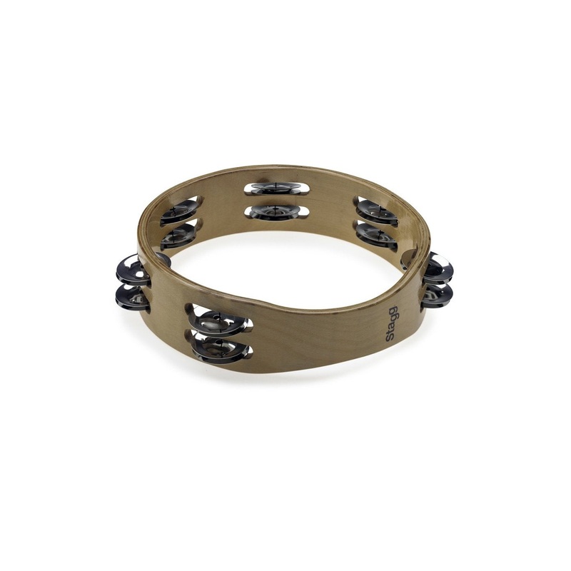 Stagg STA-3208 8" Headless Wooden Tambourine with 2 Rows of Jingles