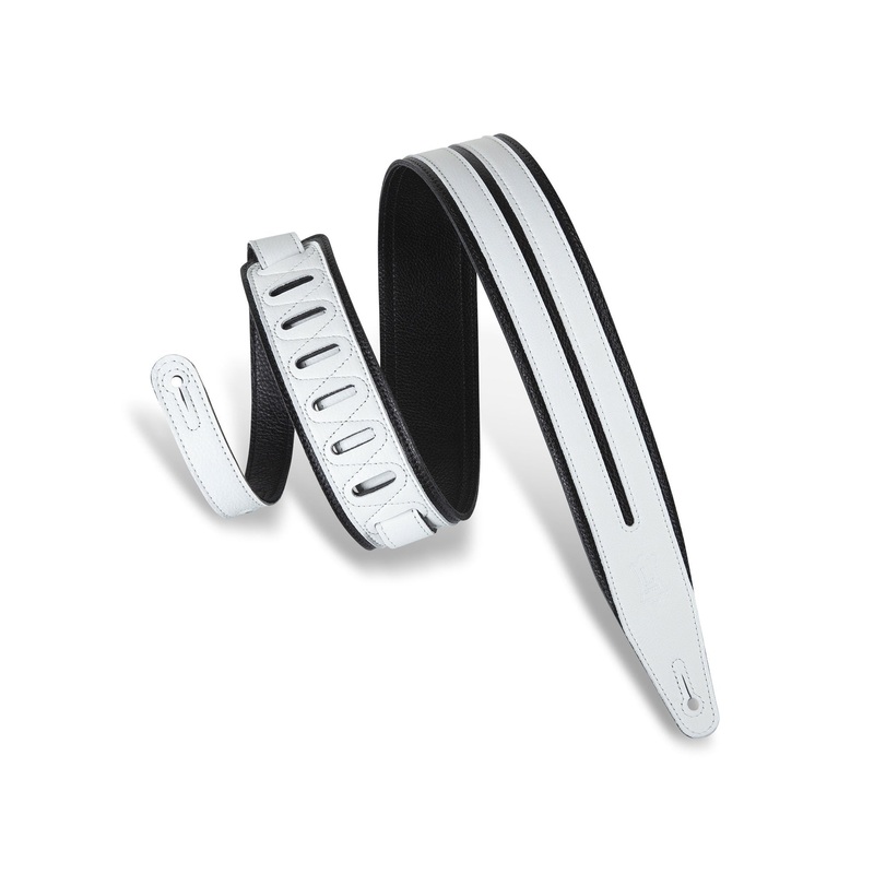Levy's MG317DRS-BLK_WHT Black and White Leather Guitar Strap