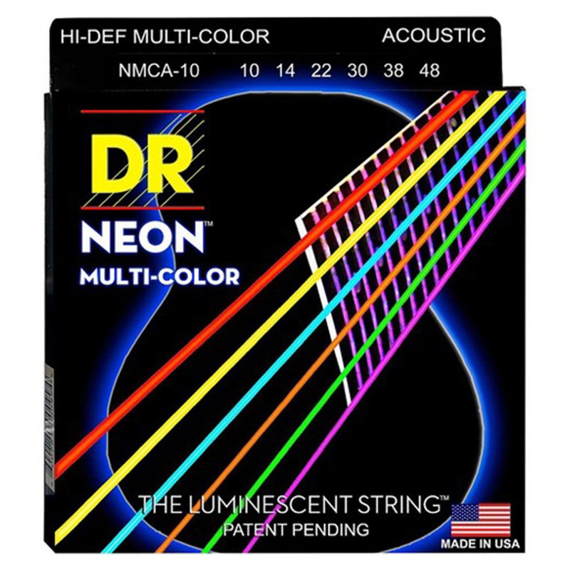 Used DR Strings Hi-Def NEON MultiColor Coated, 12-54