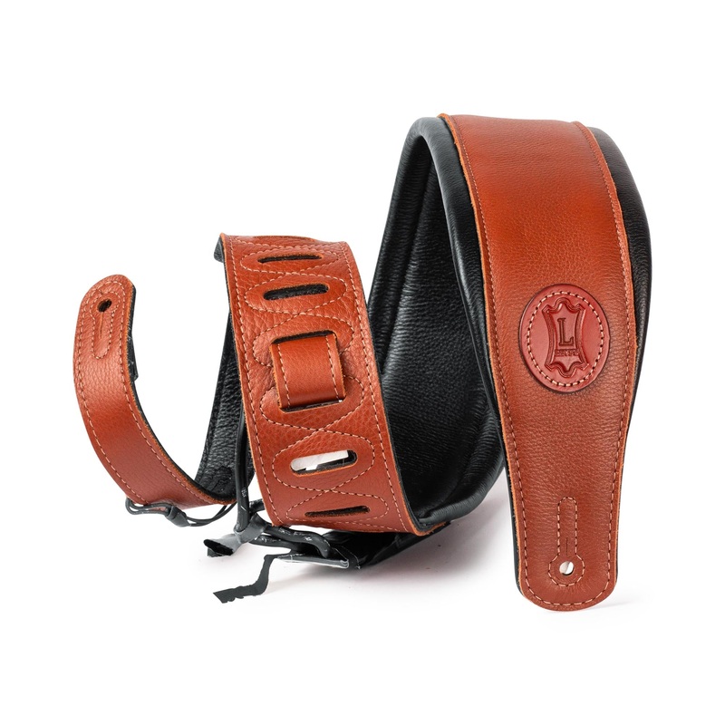 Levys MSS2-TAN Guitar Strap Black and Tan Leather