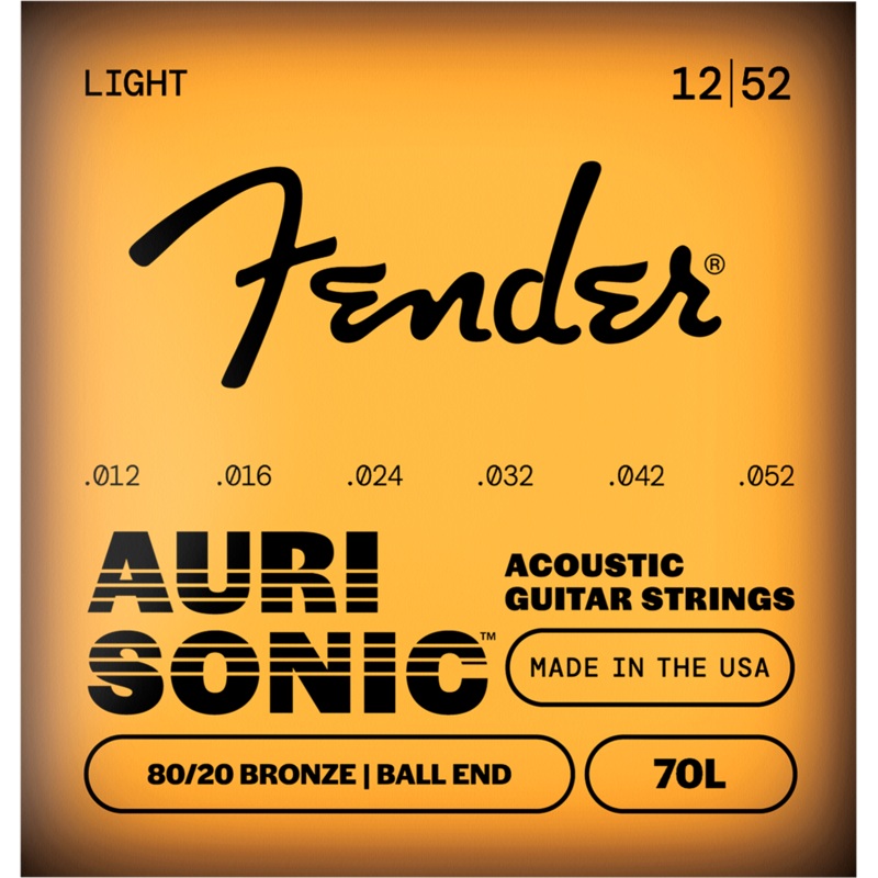 Fender AuriSonic 70L Acoustic Guitar Strings, 80/20 Bronze, Gauges .012-.052