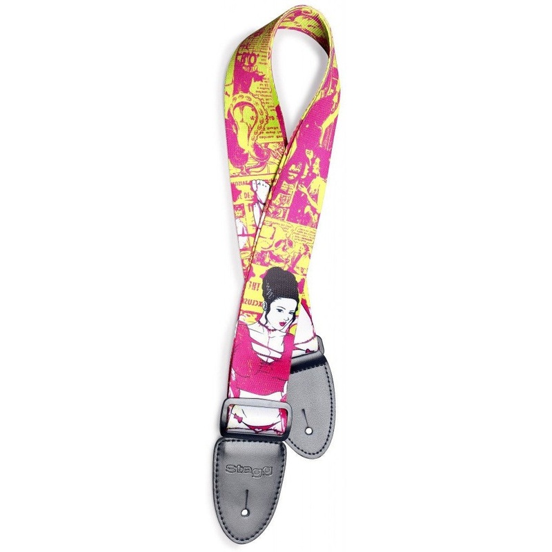 Stagg STEPOPGIRLGRE1 Terylene Guitar Strap with "Pop Girl" Pattern