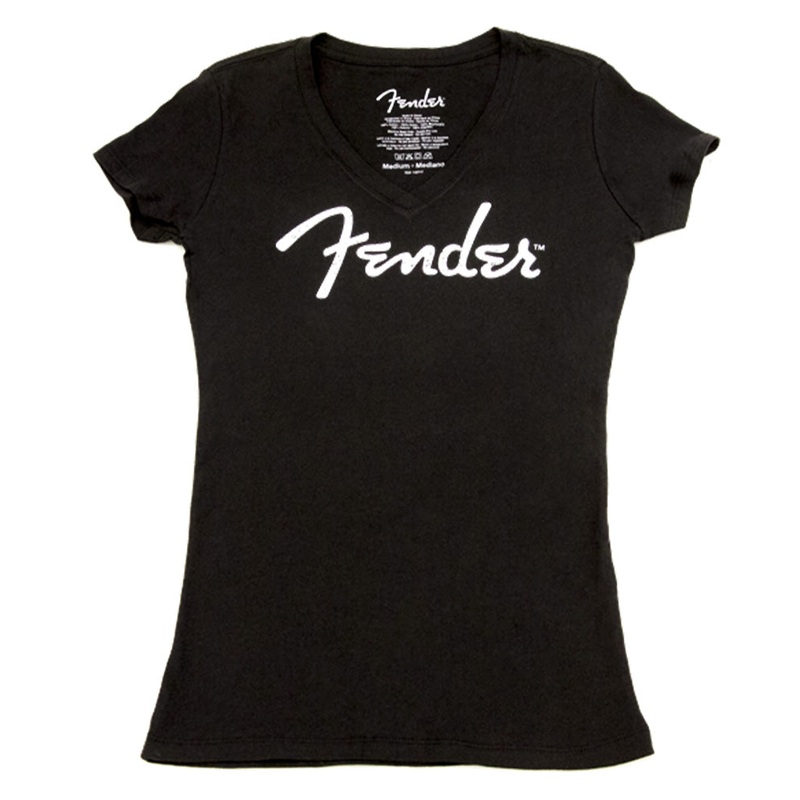 Fender Ladies Distressed Logo T-Shirt, Black, Large