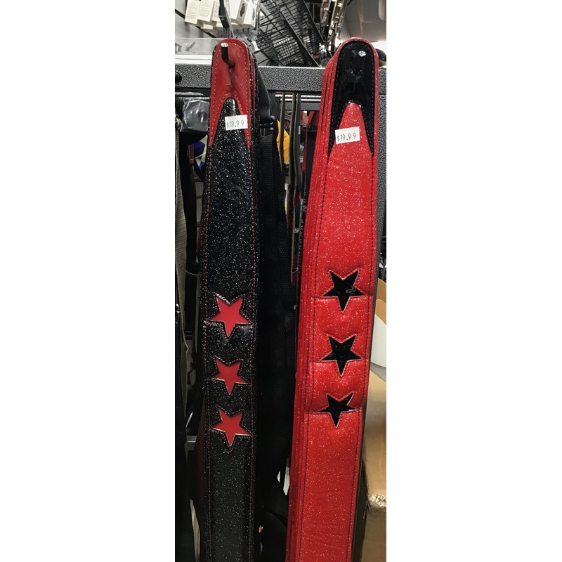 Red & Black Sparkle Guitar Straps