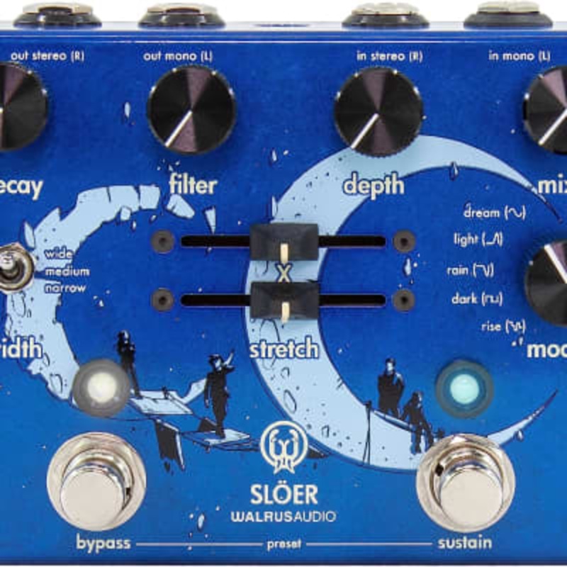 WalrusAudio SLOER Stereo Ambient Reverb Blue Guitar Effects Pedal