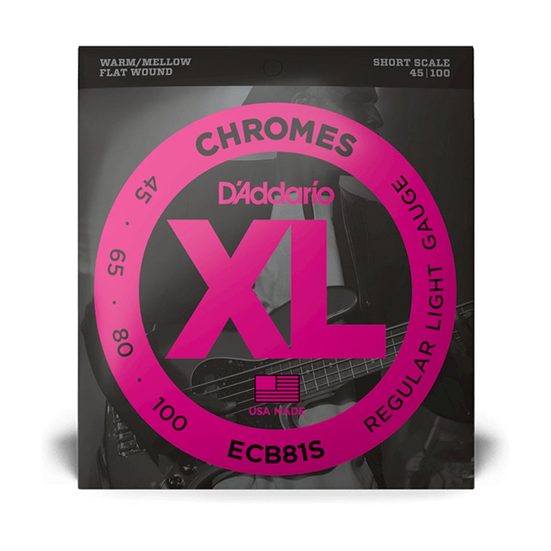 D'Addario ECB81S 45-100 Regular Light, Short Scale, XL Chromes Bass Guitar Strings